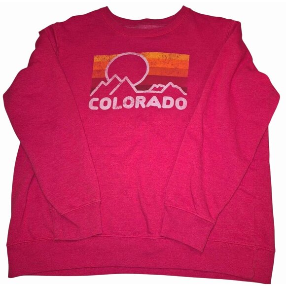 Colorado Graphic Red Sweatshirt By Home Free XL (16/18) 60% Cotton 40% Recycled - Picture 1 of 7